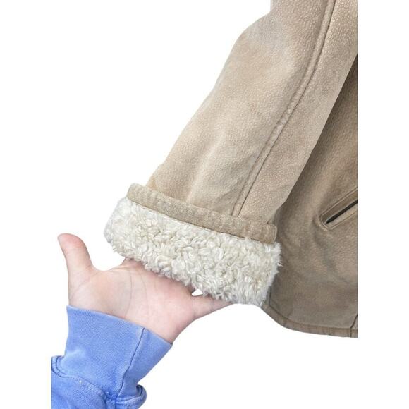 Vintage Penny Lane Style Genuine Leather Sherpa Winter Coat Western Womens XL - Picture 5 of 14